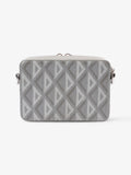 Christian Dior Zipped Pouch With Strap Grey CD Diamond Coated Canvas