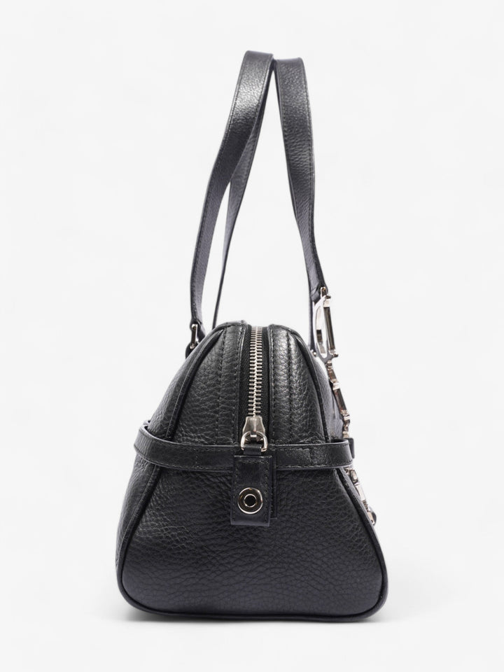 Christian Dior Logo Charms Boston Black Calfskin Leather