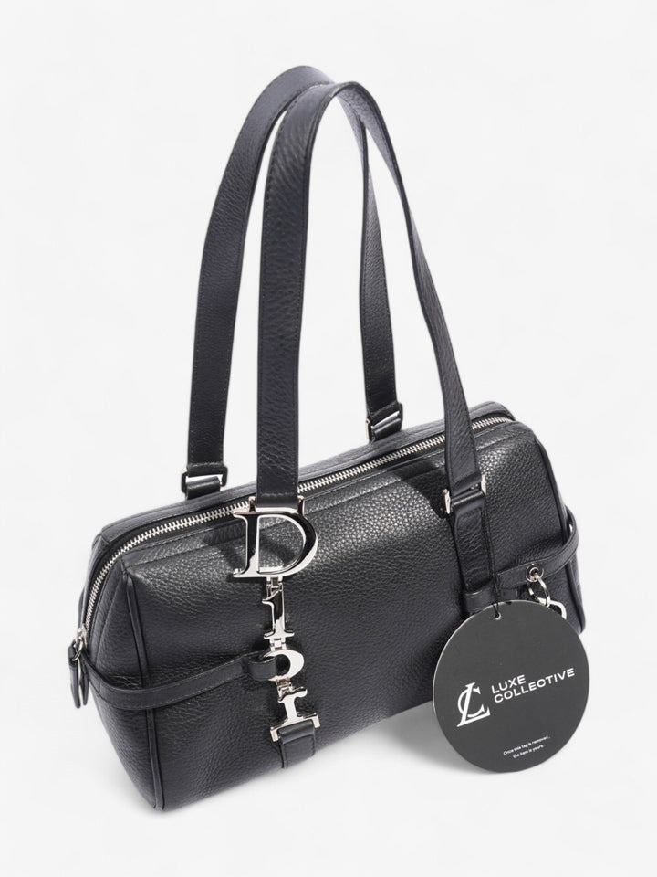 Christian Dior Logo Charms Boston Black Calfskin Leather
