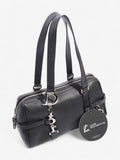 Christian Dior Logo Charms Boston Black Calfskin Leather