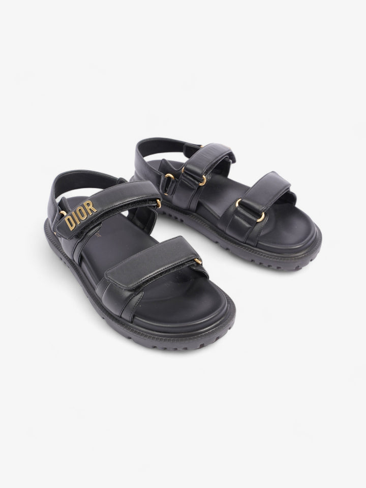 Christian Dior Dioract Sandals Black / Gold Leather EU 39.5 UK 6.5