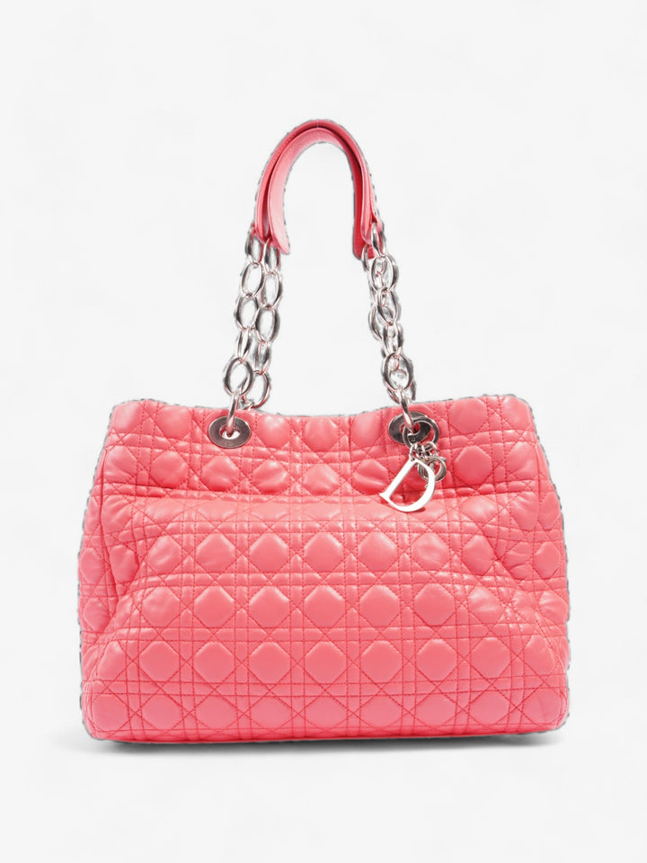 Christian Dior Cannage Tote Coral Lambskin Leather Large