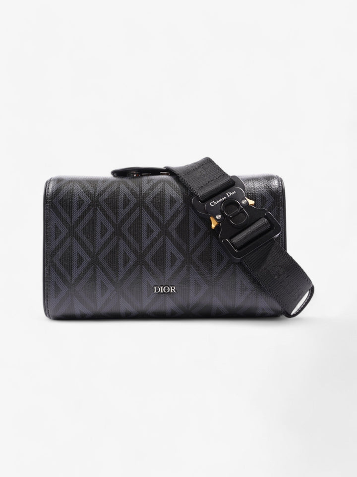 Christian Dior Pouch Saddle Duffle Black Coated Canvas