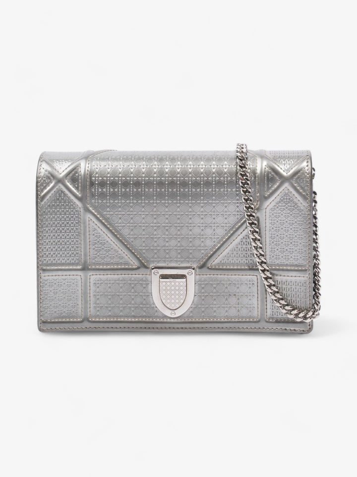 Christian Dior Diorama Wallet On Chain Silver Patent Leather
