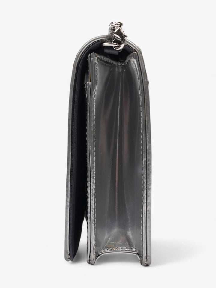 Christian Dior Diorama Wallet On Chain Silver Patent Leather