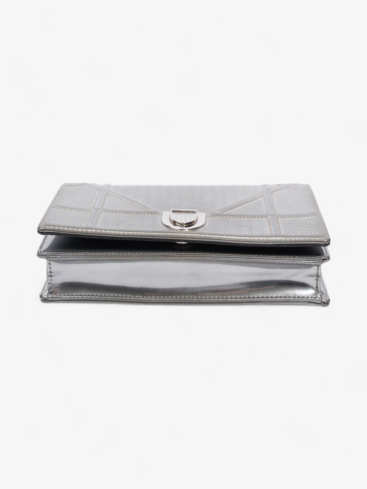 Christian Dior Diorama Wallet On Chain Silver Patent Leather