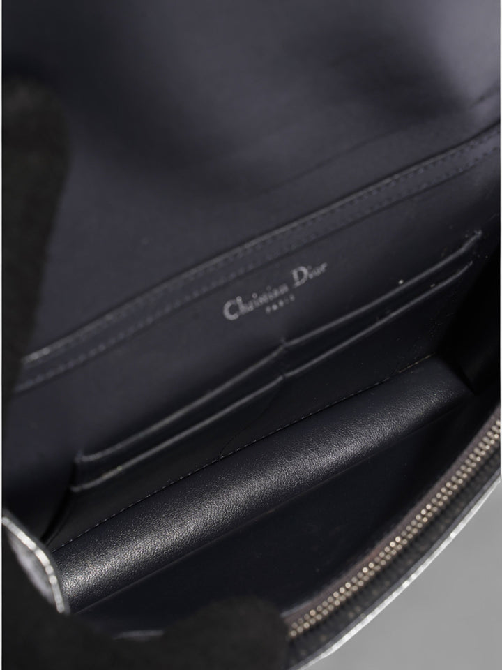 Christian Dior Diorama Wallet On Chain Silver Patent Leather