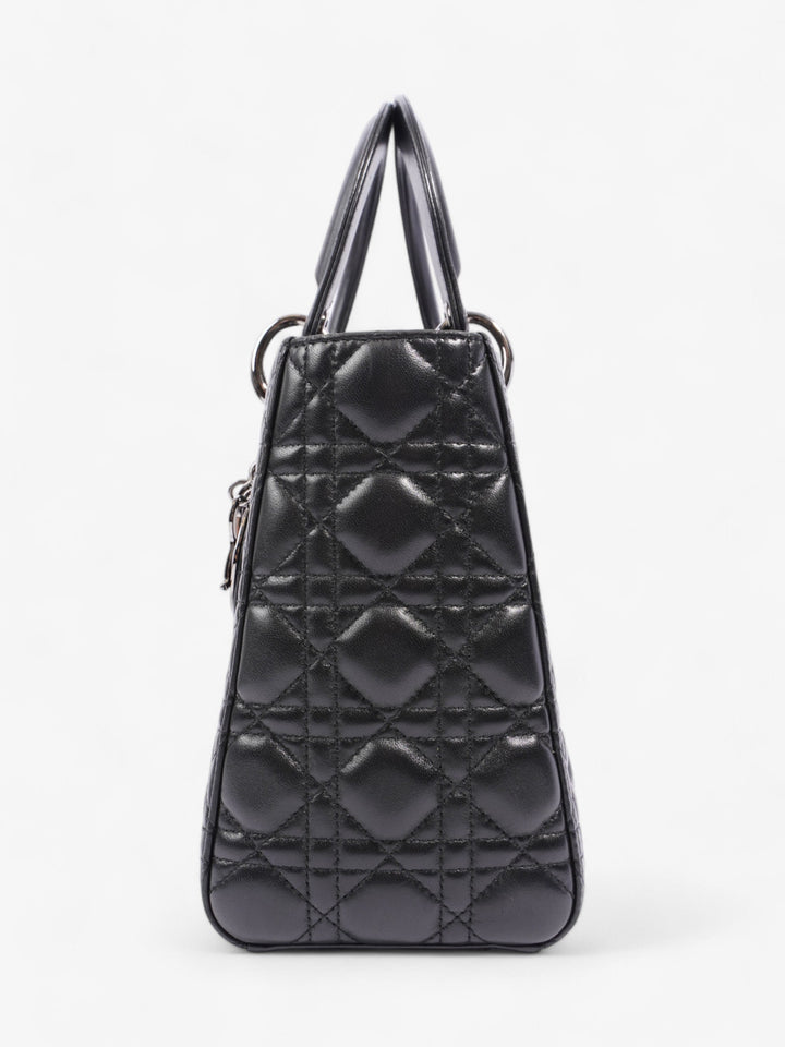Christian Dior Lady Dior Black Lambskin Leather Medium