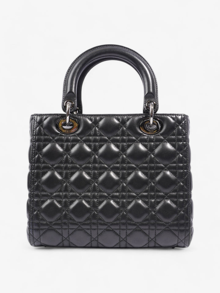 Christian Dior Lady Dior Black Lambskin Leather Medium