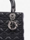 Christian Dior Lady Dior Black Lambskin Leather Medium