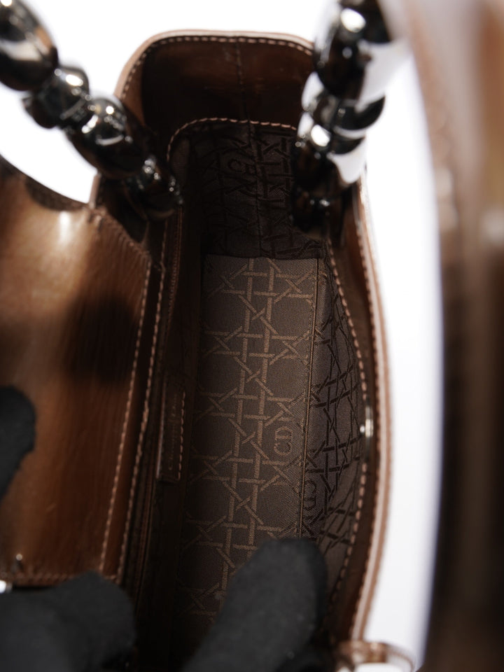 Christian Dior Malice Tote Brown Patent Leather