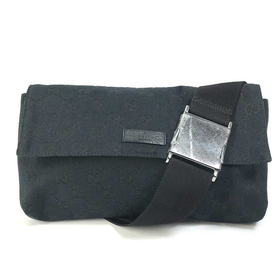 Gucci Waist bag 146304 GG canvas / leather black GG Belt bag mens