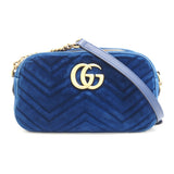 Gucci Shoulder Bag 447632 Velor blue GG Marmont