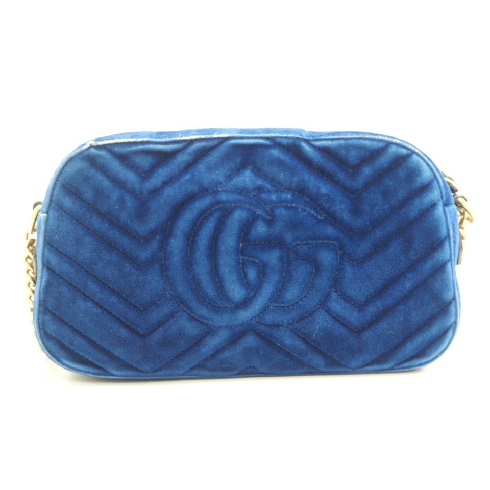 Gucci Shoulder Bag 447632 Velor blue GG Marmont