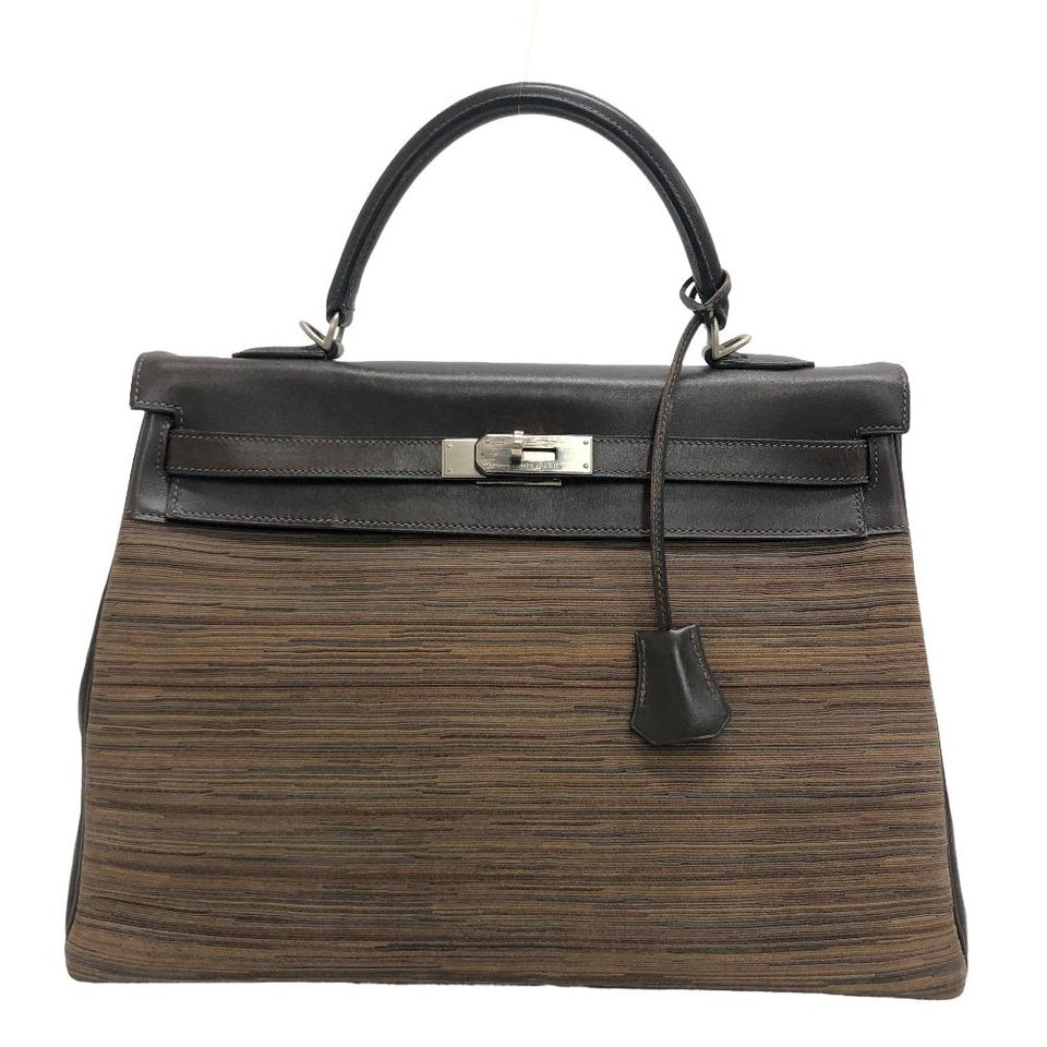 Hermes Handbag leather Brown Vibrato Kelly 35 Women