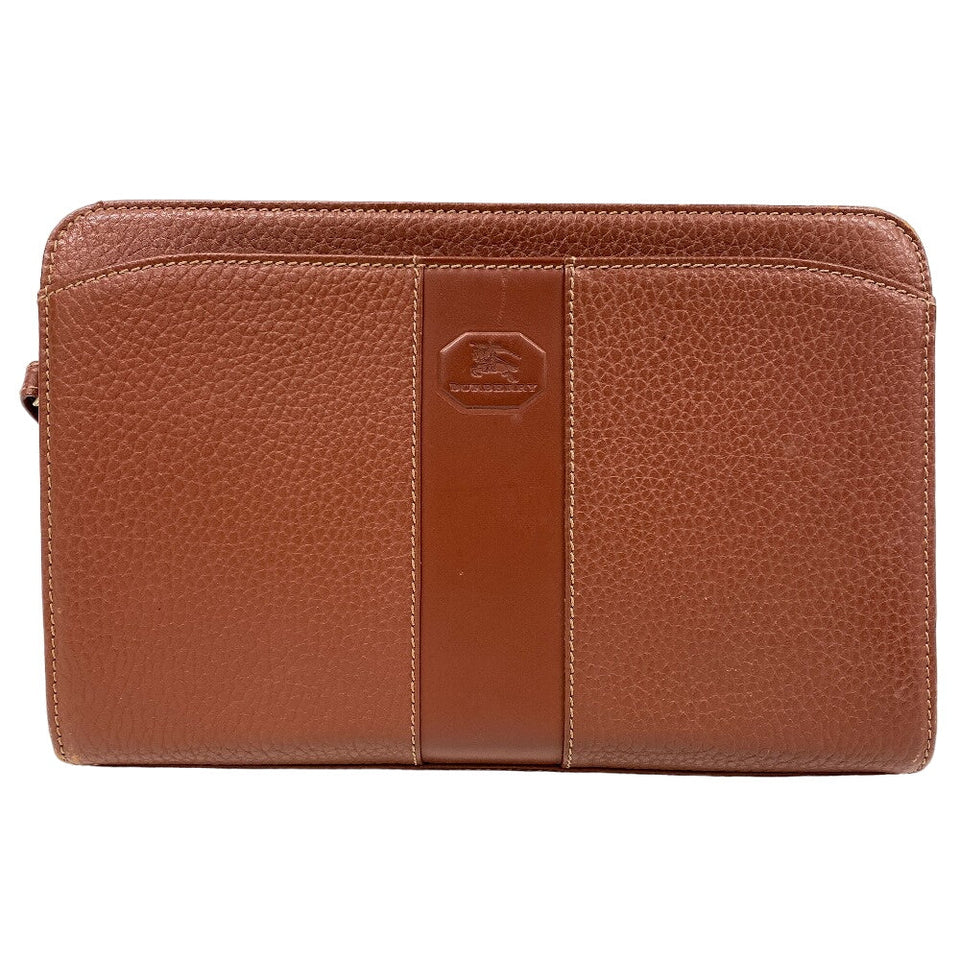 Burberry business bag leather Brown clutch bag embossed Carriage mens