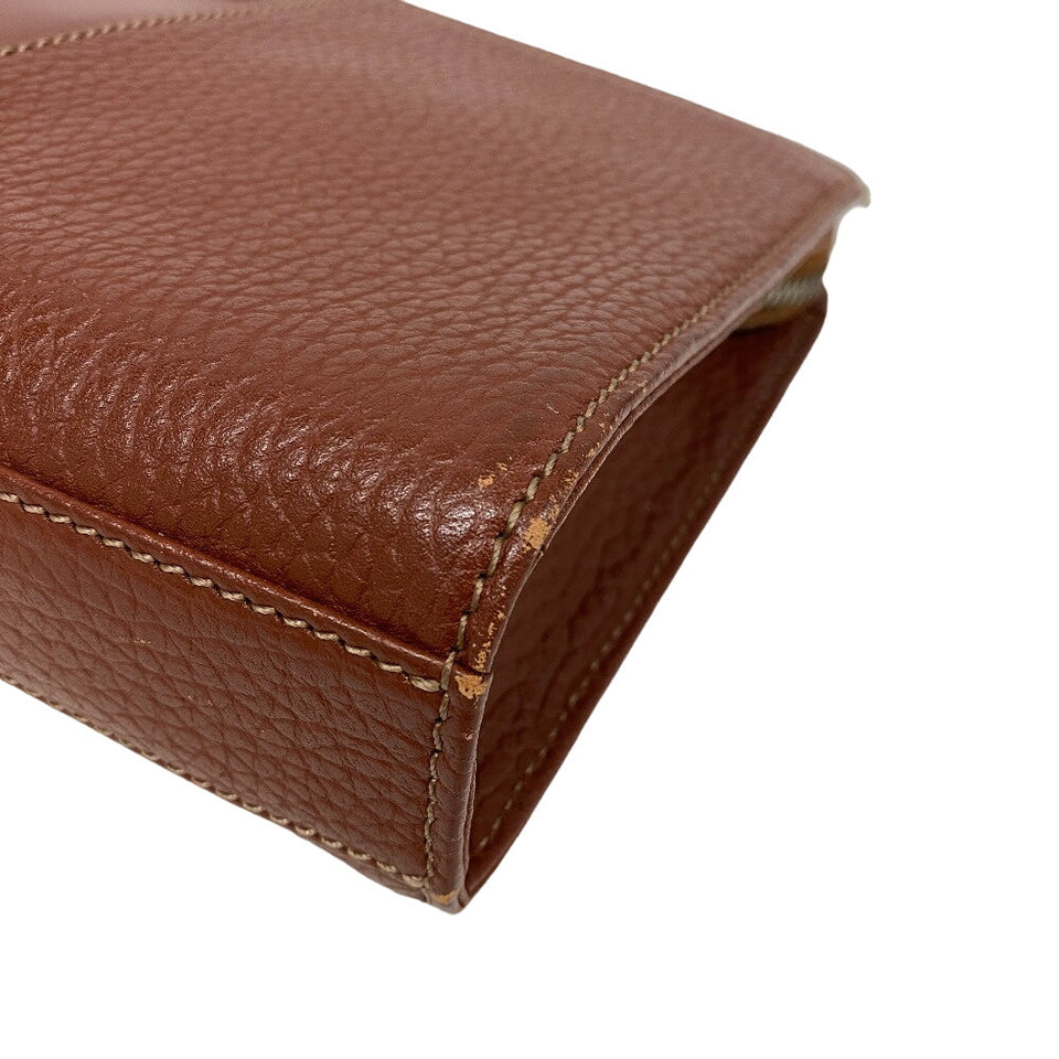 Burberry business bag leather Brown clutch bag embossed Carriage mens