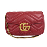 Gucci Shoulder Bag 476433 leather Red ChainShoulder GG Marmont Women