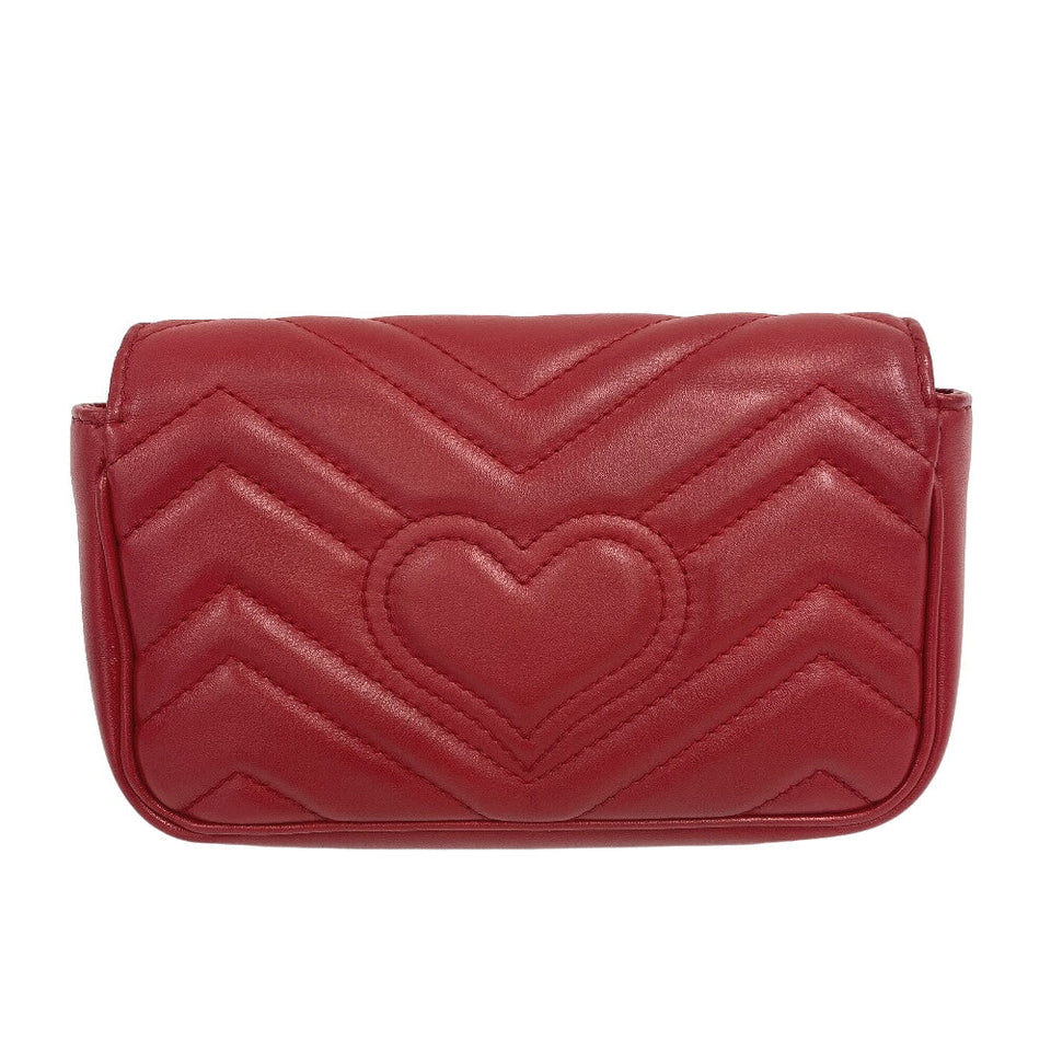 Gucci Shoulder Bag 476433 leather Red ChainShoulder GG Marmont Women