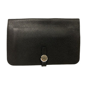 Hermes Waist bag Togo black Sling bag Crossbody Dogon SilverMetal Women(Unisex)