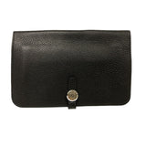 Hermes Waist bag Togo black Sling bag Crossbody Dogon SilverMetal Women(Unisex)