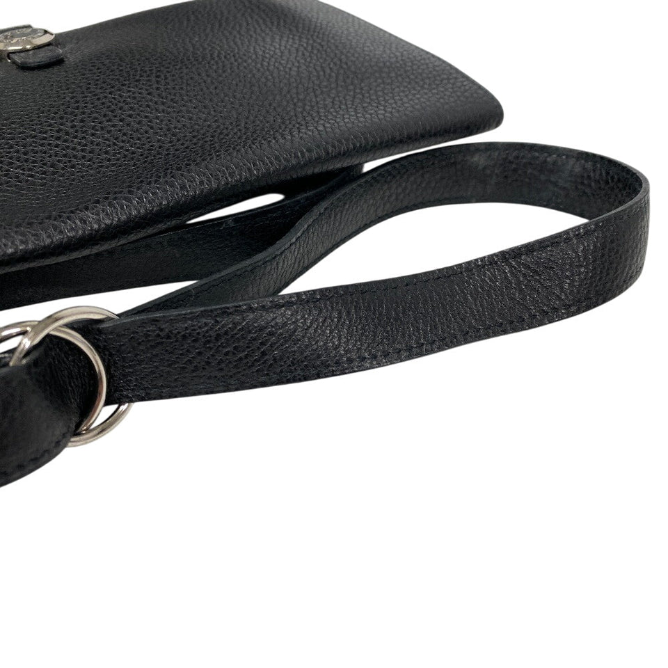 Hermes Waist bag Togo black Sling bag Crossbody Dogon SilverMetal Women(Unisex)