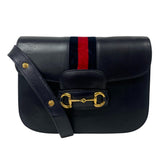 Gucci Shoulder Bag 602204 Leather, Velour Navy Velor x leather Horsebit 1955 Women