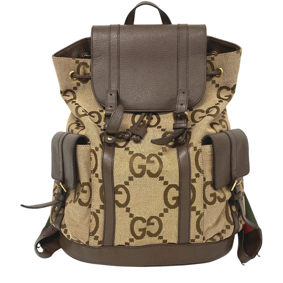 Gucci Backpack 678829 Canvas, Leather Brown Jumbo GG mens(Unisex)