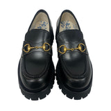 Gucci loafers leather black Horsebit Hardware Women 39 1/2