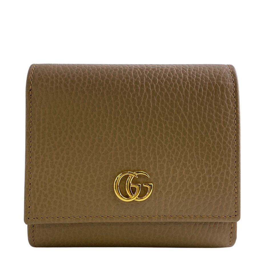 Gucci Bifold Wallet leather beige GG Marmont Women