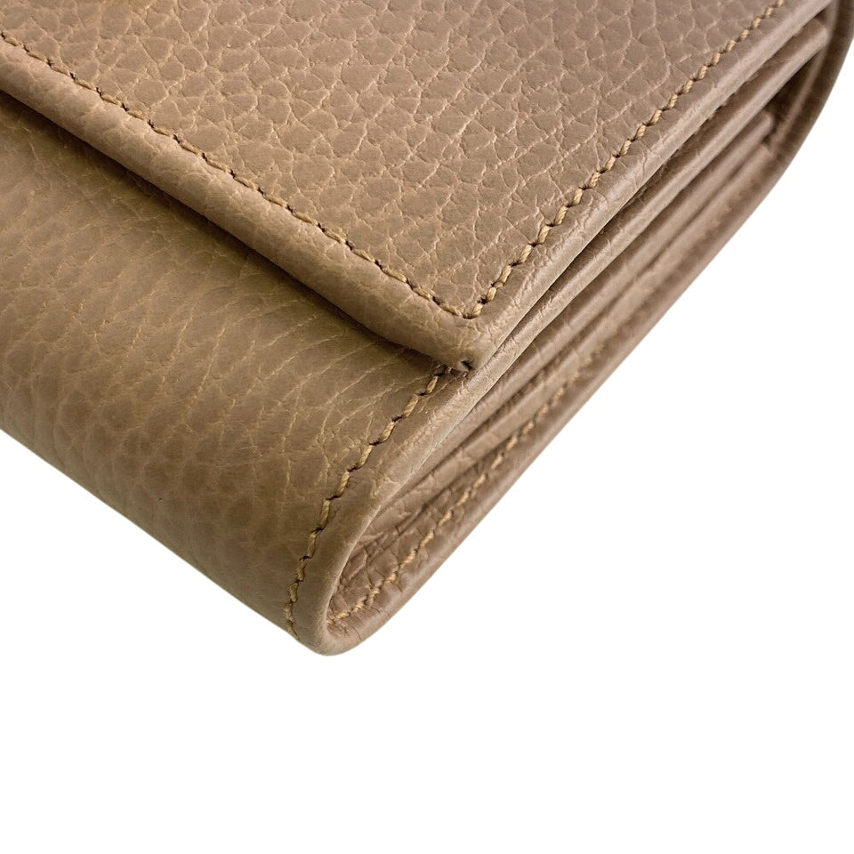 Gucci Bifold Wallet leather beige GG Marmont Women
