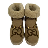 Gucci boots canvas beige short boots Jumbo GG Boa Horsebit Women 36