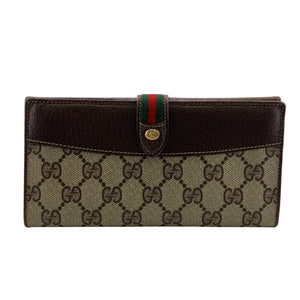 Gucci Long Wallet Purse 64 PVC, Leather Brown Sherry