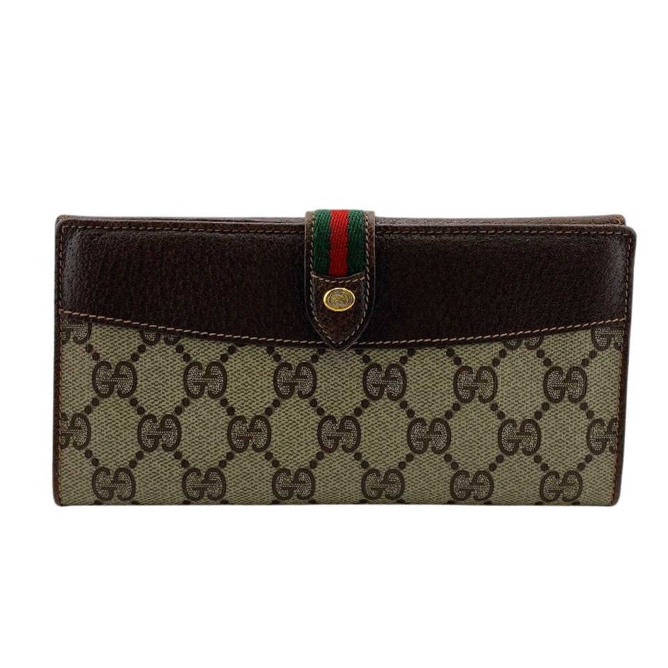 Gucci Long Wallet Purse 64 PVC, Leather Brown Sherry
