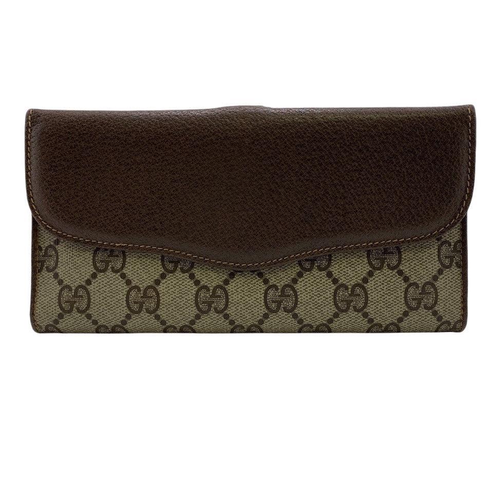 Gucci Long Wallet Purse 64 PVC, Leather Brown Sherry