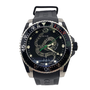 Gucci Watches Quartz Stainless steel, rubber black Snake Black Dial 3 hands, date, working condition DIVE 136.3 black dial mens