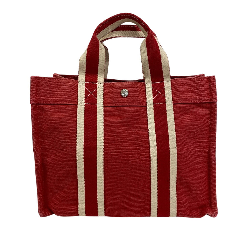 Hermes Handbag canvas Red Tote Bora Bora Coquiage PM