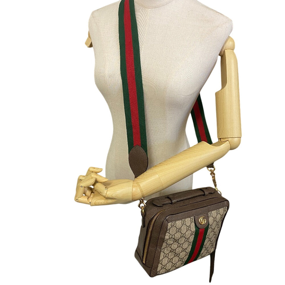 Gucci Shoulder Bag 550622 PVC coated canvas Brown GG Ofidia Women