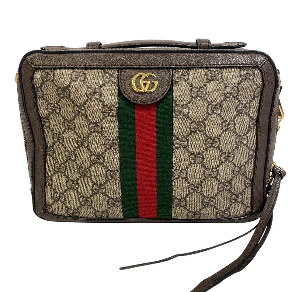 Gucci Shoulder Bag 550622 PVC coated canvas Brown GG Ofidia Women