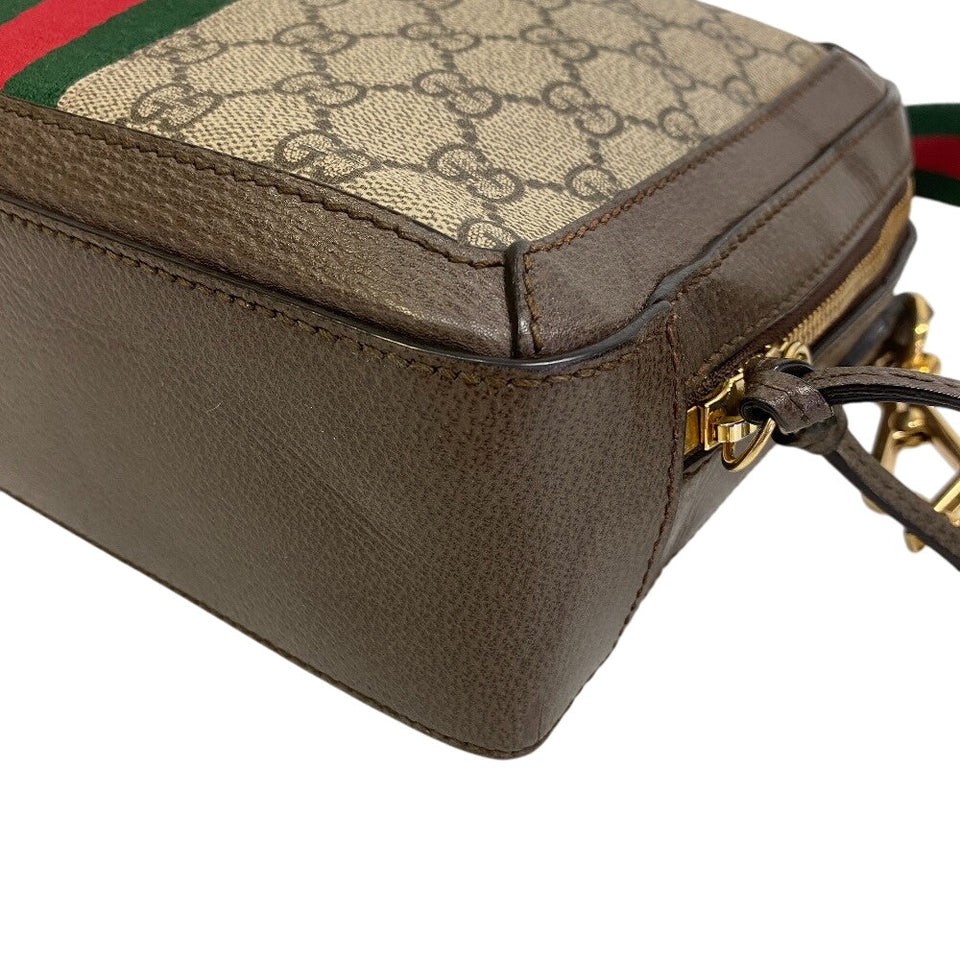 Gucci Shoulder Bag 550622 PVC coated canvas Brown GG Ofidia Women