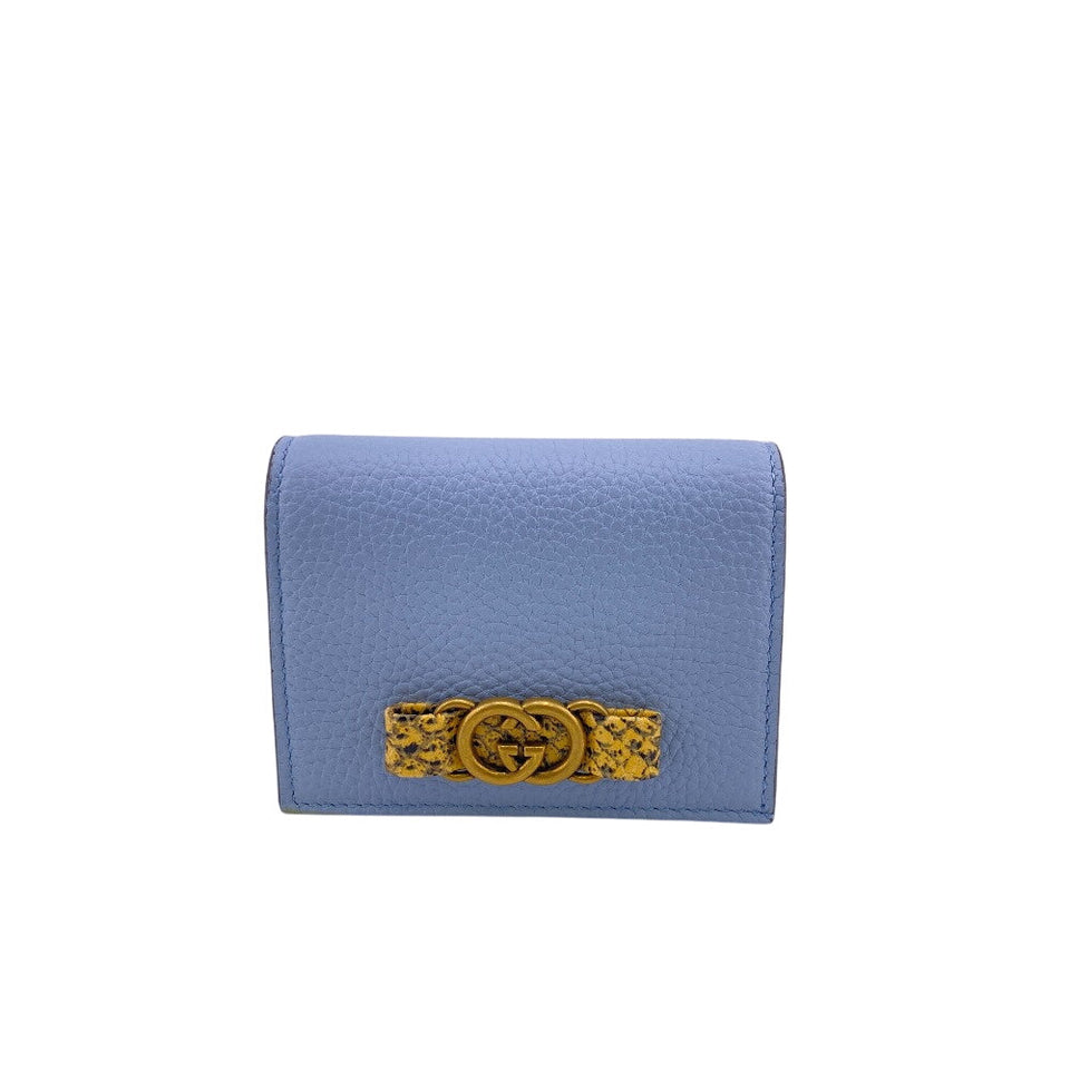 Gucci Bifold Wallet 746059 leather blue Compact wallet Interlocking G Women