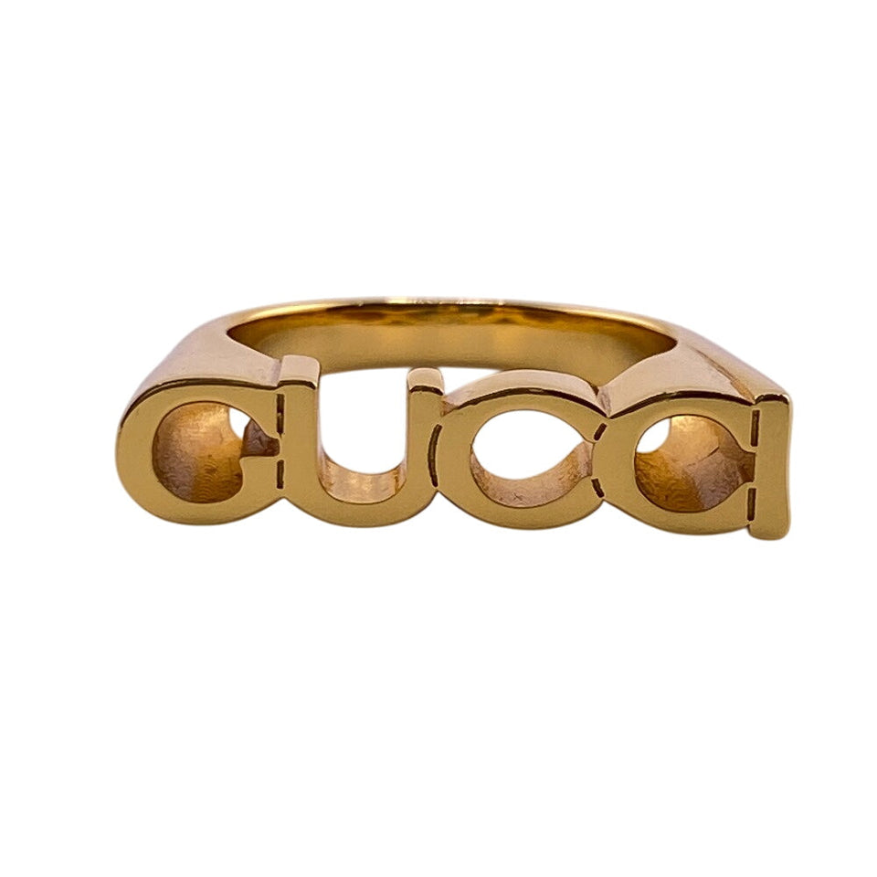 Gucci Ring Gold Plated gold logo Women(Unisex) S