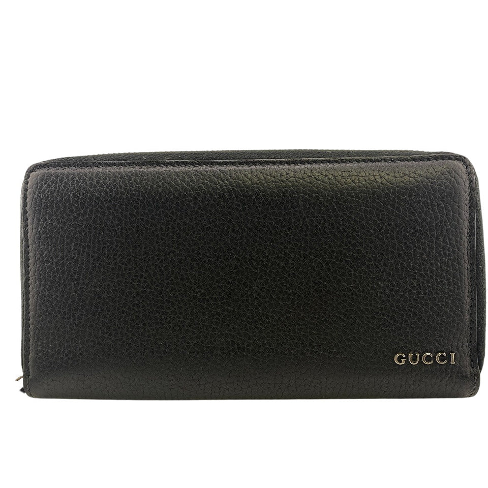 Gucci Long Wallet Purse 771154 leather black Gucci logo zip around wallet mens