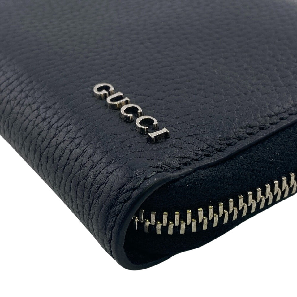 Gucci Long Wallet Purse 771154 leather black Gucci logo zip around wallet mens