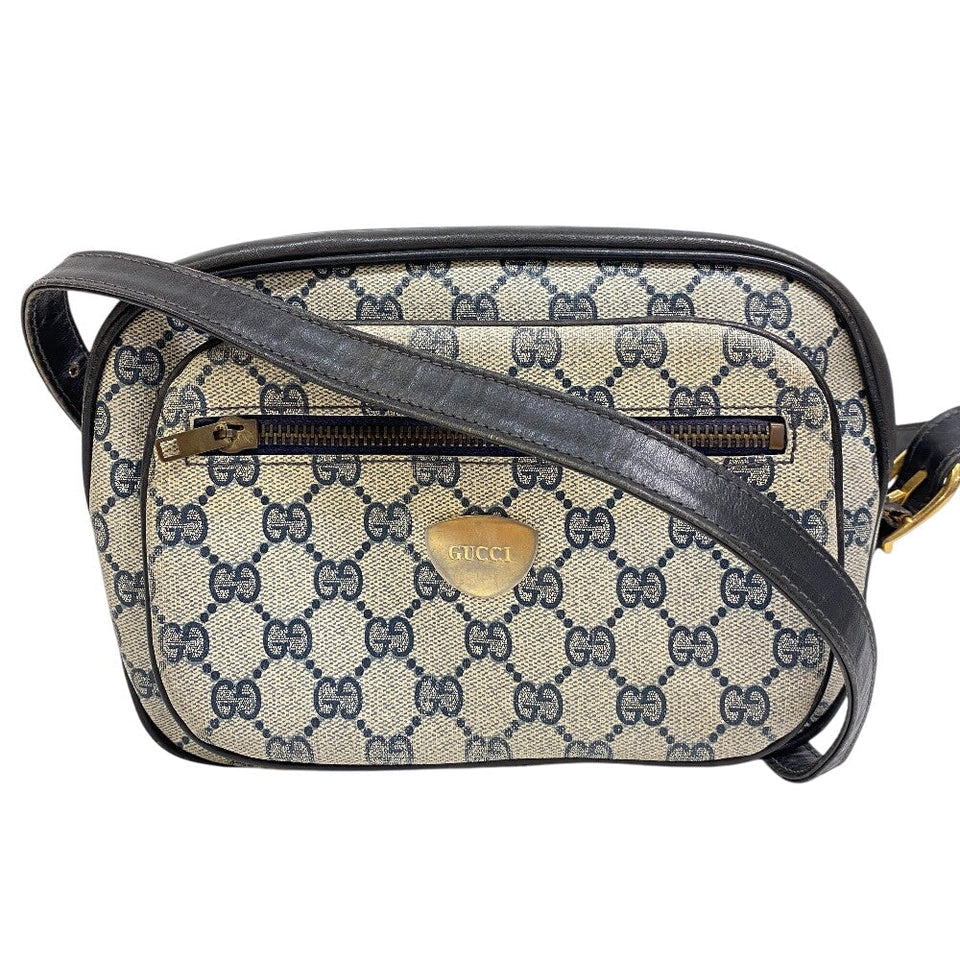 Gucci Shoulder Bag PVC, Leather Navy Old Gucci shoulder bag with logo GG Women(Unisex)