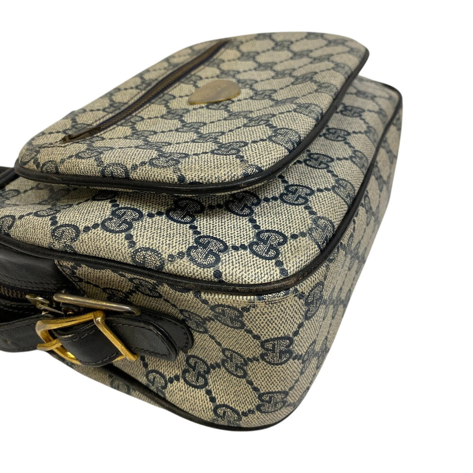 Gucci Shoulder Bag PVC, Leather Navy Old Gucci shoulder bag with logo GG Women(Unisex)