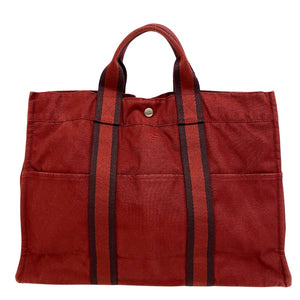 Hermes Tote Bag Cotton canvas Red Handbag Shoulder Bag Hermes Fool ToeMM Women(Unisex)