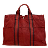 Hermes Tote Bag Cotton canvas Red Handbag Shoulder Bag Hermes Fool ToeMM Women(Unisex)