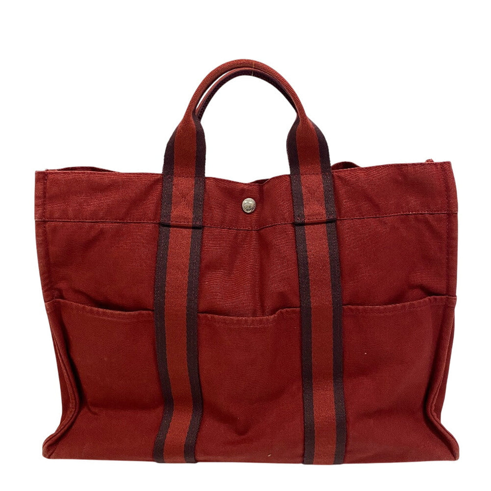 Hermes Tote Bag Cotton canvas Red Handbag Shoulder Bag Hermes Fool ToeMM Women(Unisex)
