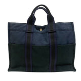 Hermes Handbag Canvas, Leather Navy By color Fool Toe Tote MM Women